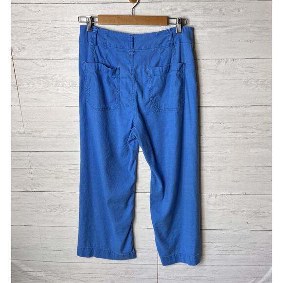 Anthropologie Maeve Pants Womens Size 30 Bright Blue The Collette Linen Wide Leg - Picture 11 of 16